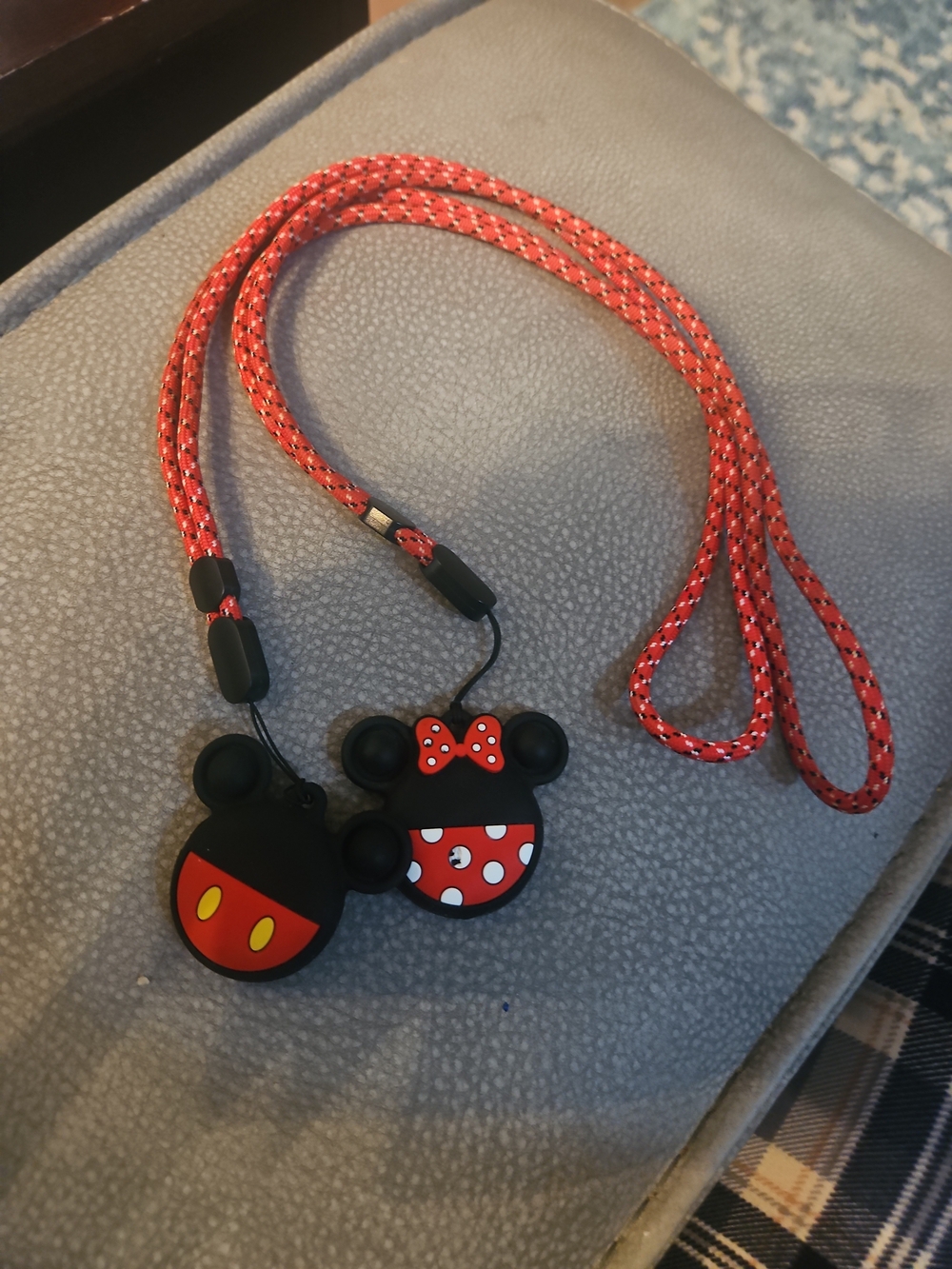 Disney Airtag Red, Black Kids Character Lanyard Necklace with Polka Dot Charms
